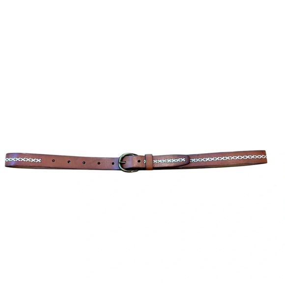 Fossil Accessories - Fossil Women’s Leather Belt Embroidered Brown Size Medium